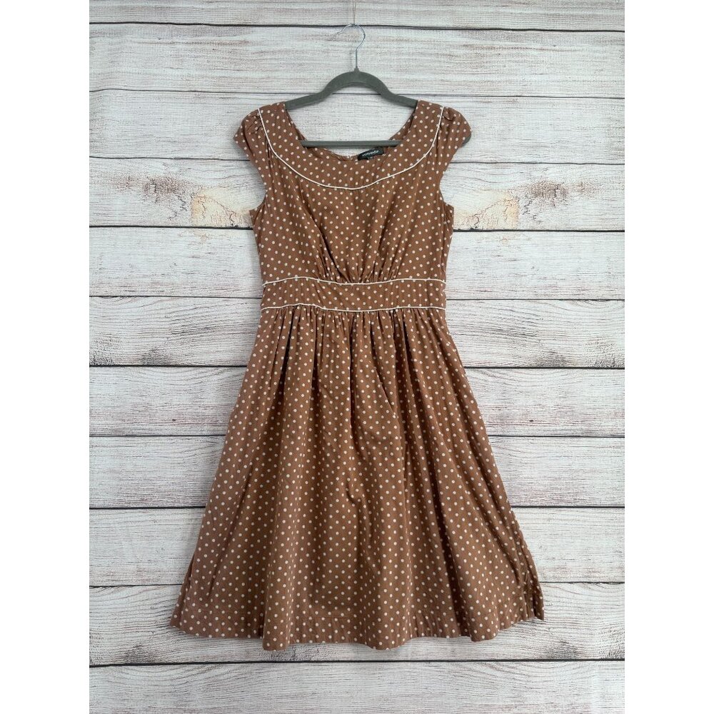 Emily & Fin modcloth Fit & Flare Dress Women's Size S Brown
